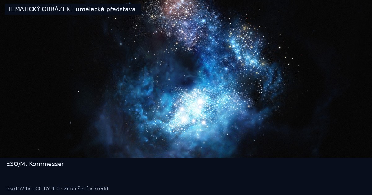 Galaxie CR7 v raném vesmíru – umělecká představa
