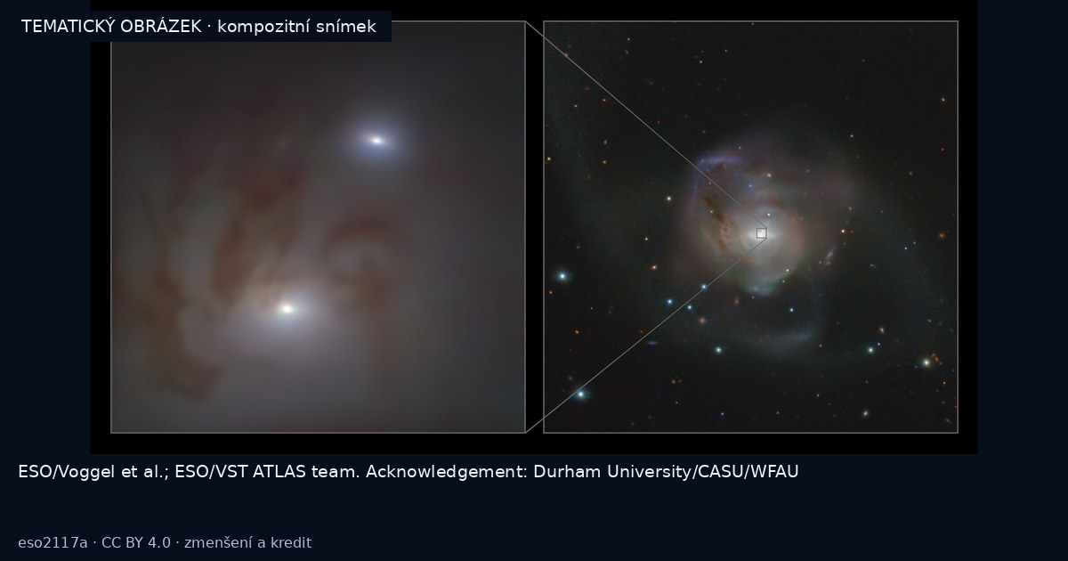 Galaxie NGC 7727 se dvěma supermasivními černými dírami – kompozitní snímek