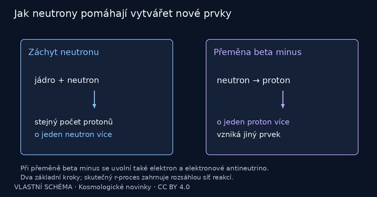 Jak neutrony pomáhají vytvářet nové prvky – vlastní vysvětlující schéma