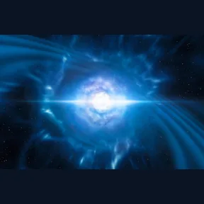Srážka neutronových hvězd – umělecká představa
